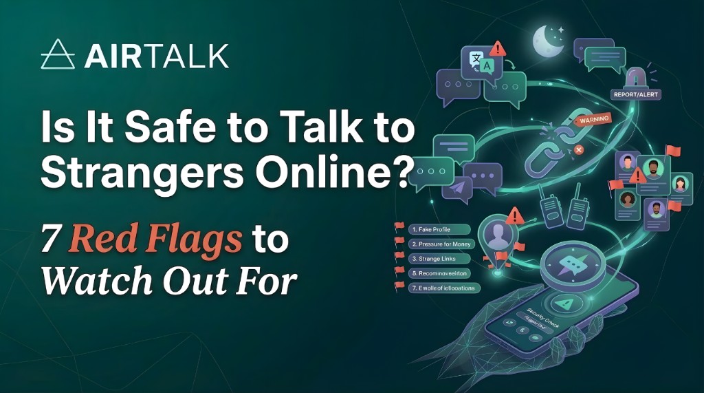 Is It Safe to Talk to Strangers Online - 7 Red Flags to Watch Out For with safety warning illustrations
